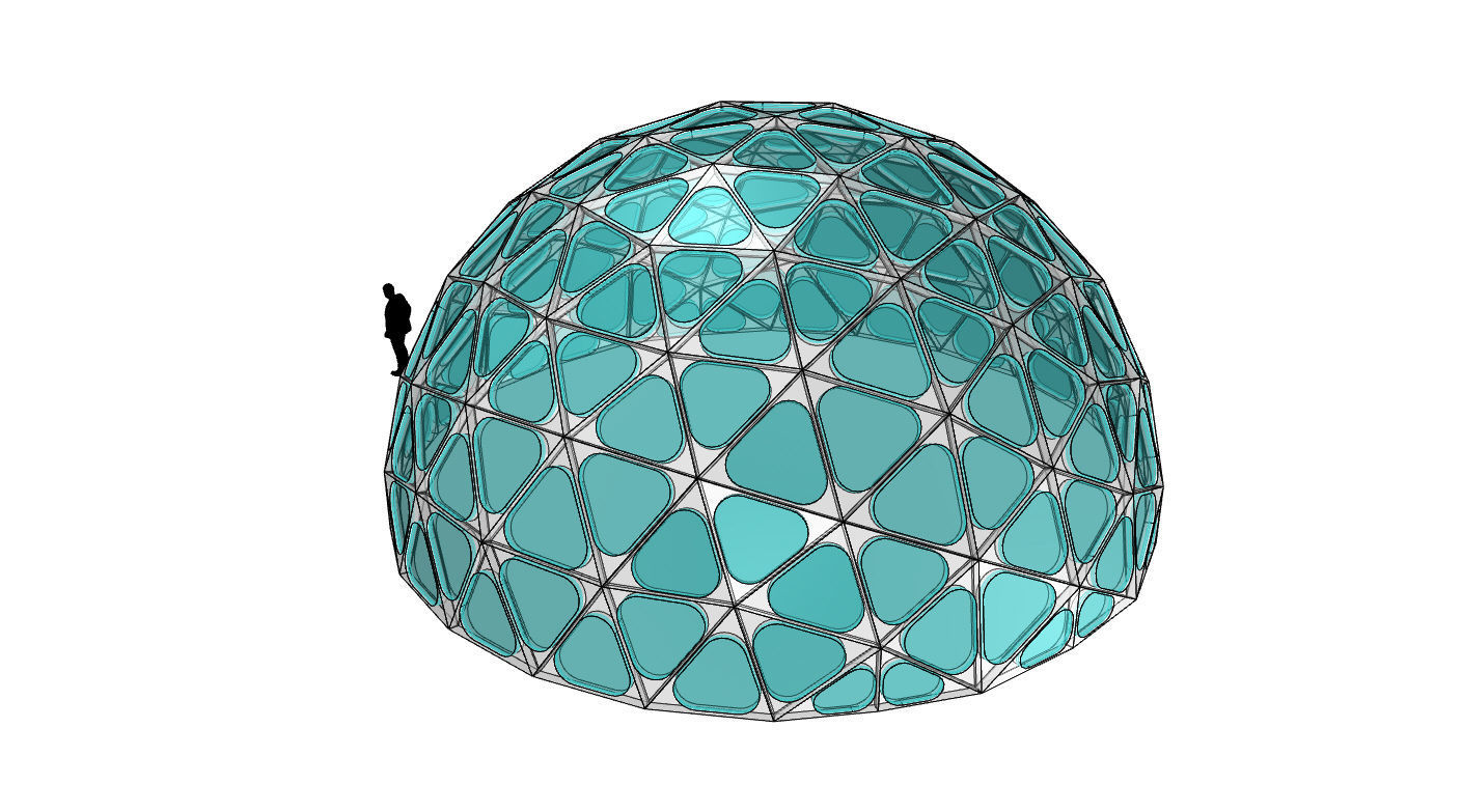 Geodesic Dome with Dynamic Perforations and glass panels 3D model_66