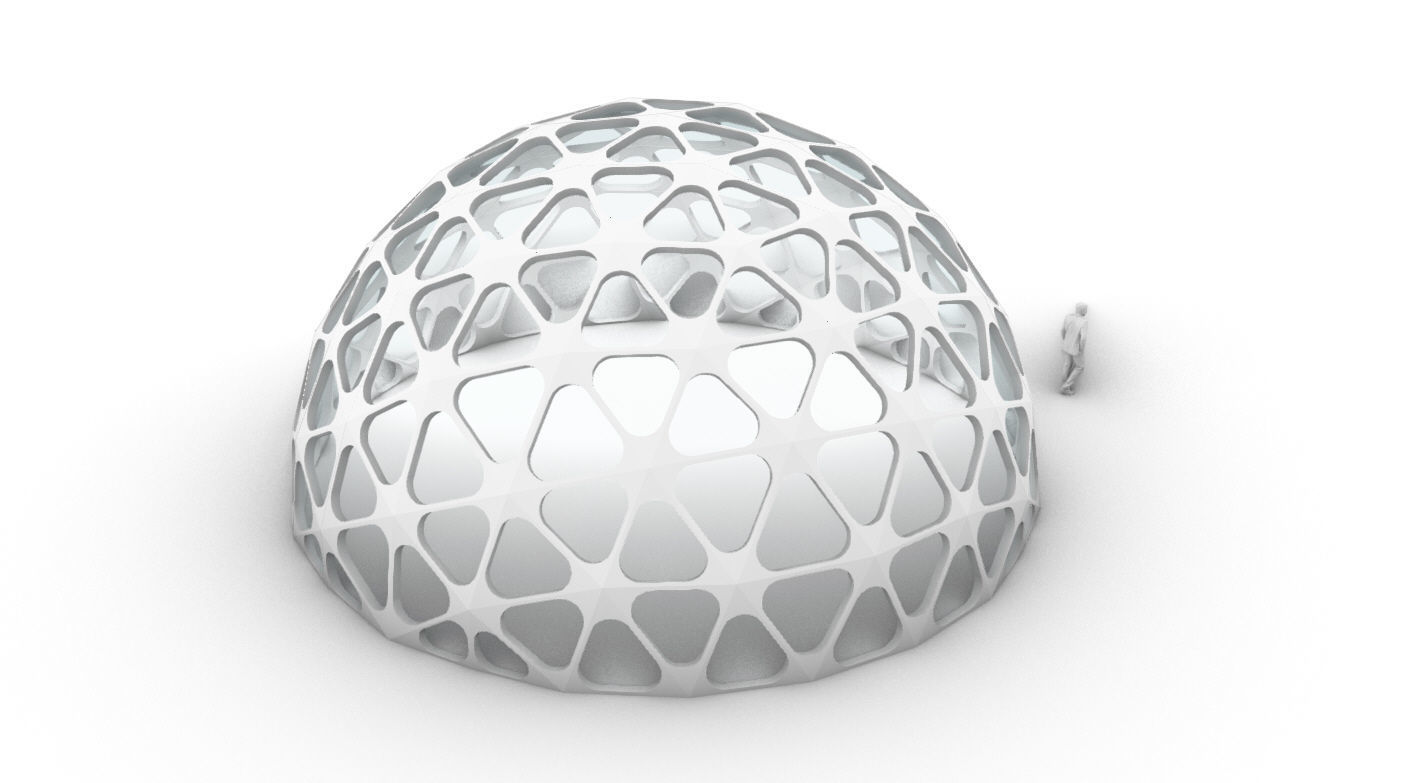 Geodesic Dome with Dynamic Perforations and glass panels 3D model_52