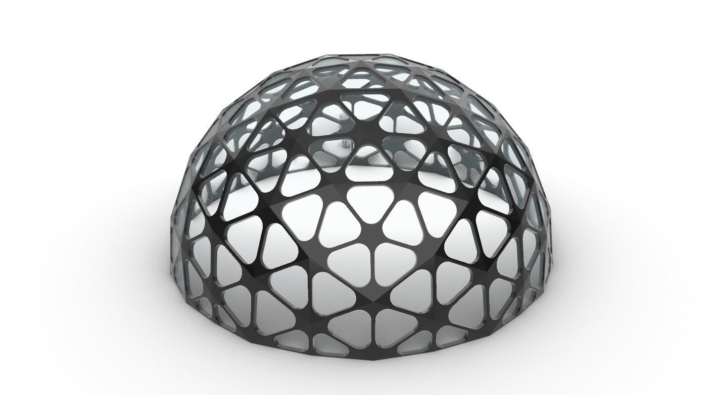 Geodesic Dome with Dynamic Perforations and glass panels 3D model_29