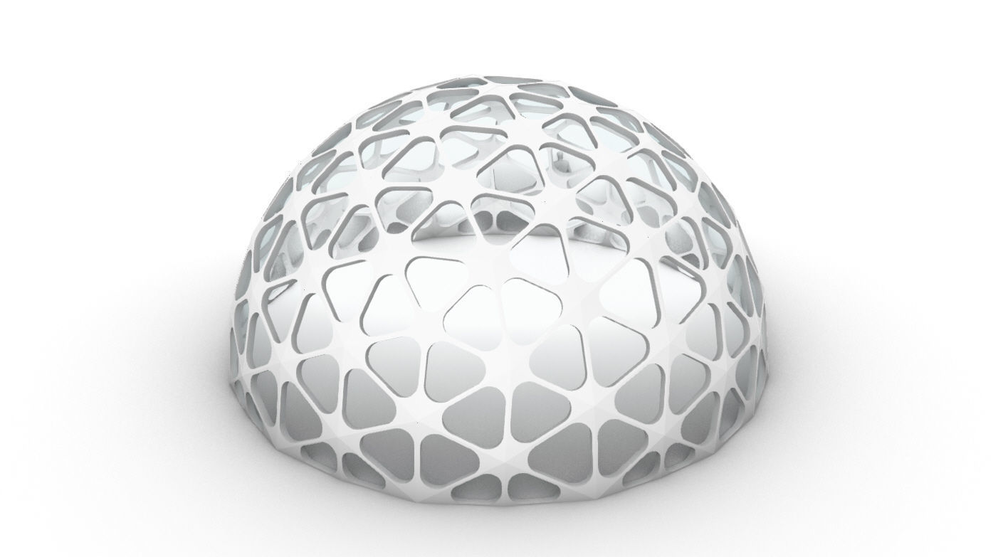 Geodesic Dome with Dynamic Perforations and glass panels 3D model_50
