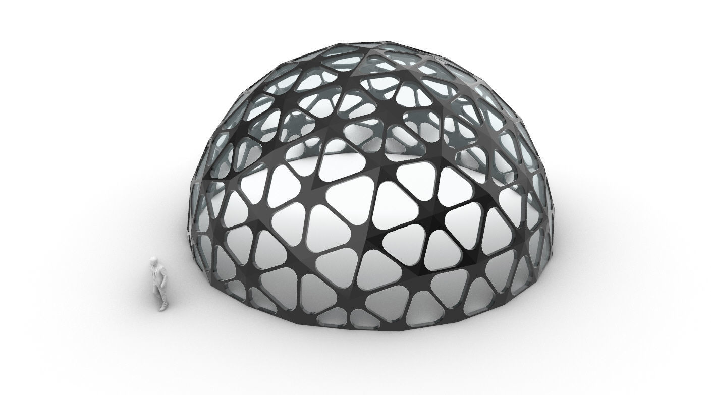 Geodesic Dome with Dynamic Perforations and glass panels 3D model_21