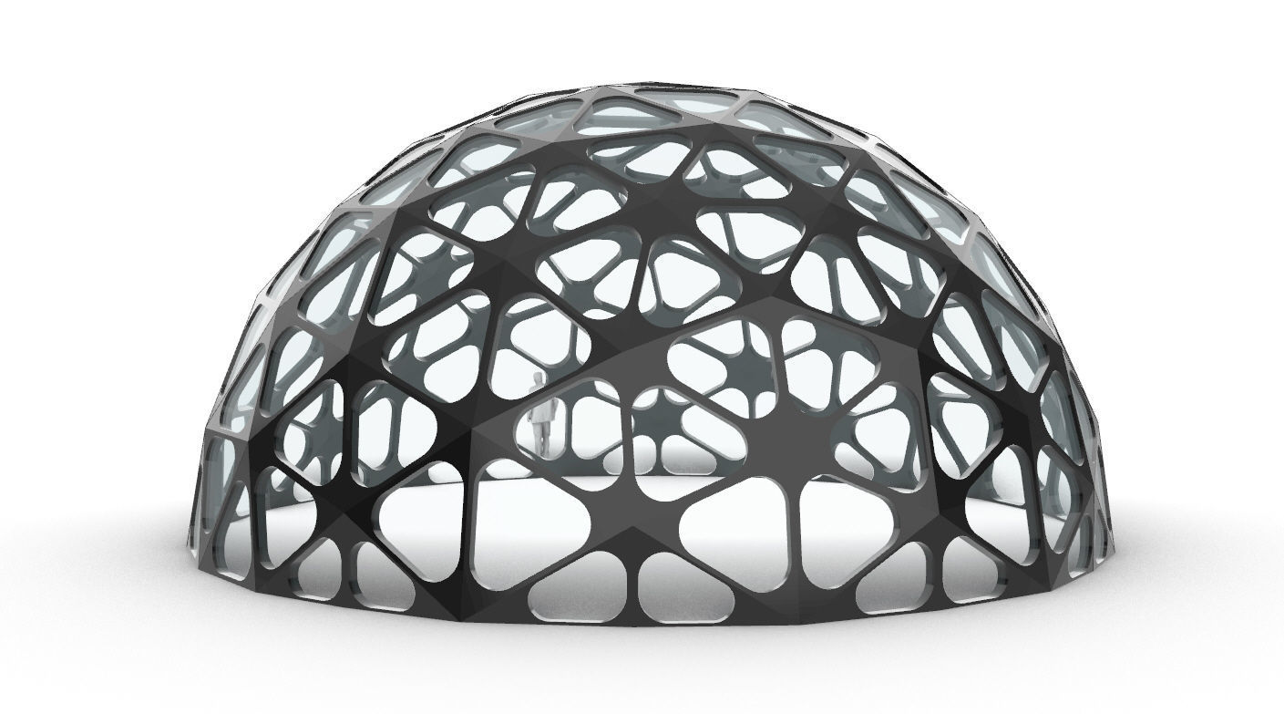 Geodesic Dome with Dynamic Perforations and glass panels 3D model_18