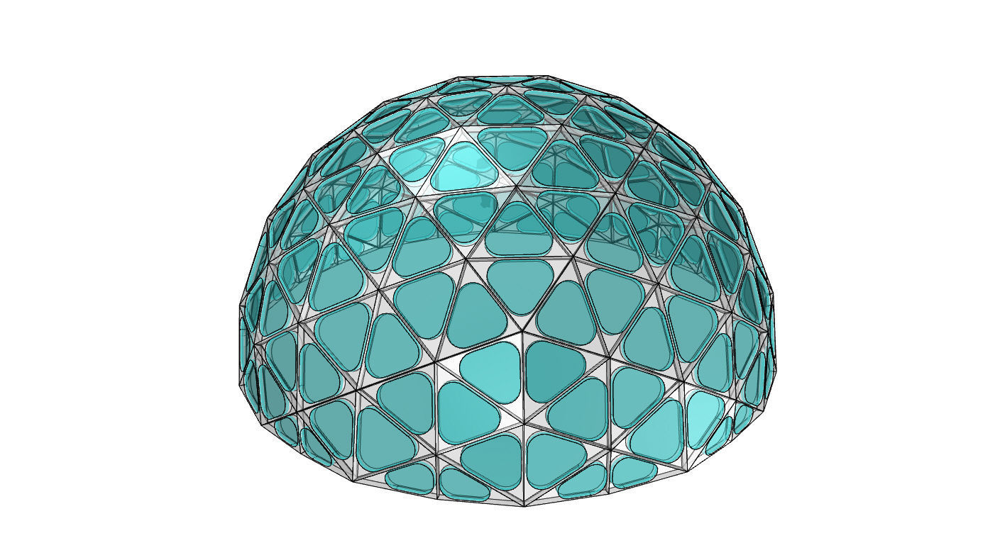 Geodesic Dome with Dynamic Perforations and glass panels 3D model_69