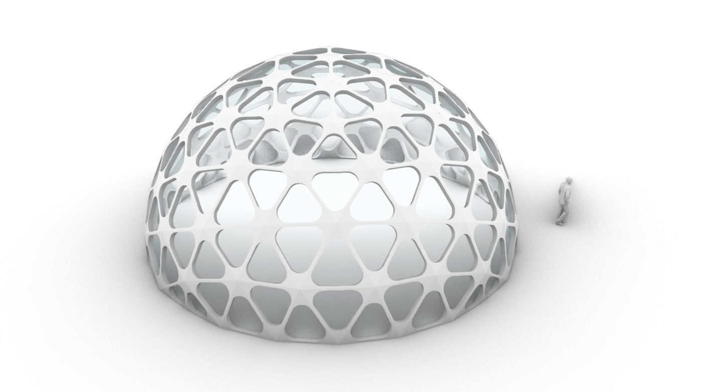 Geodesic Dome with Dynamic Perforations and glass panels 3D model_54