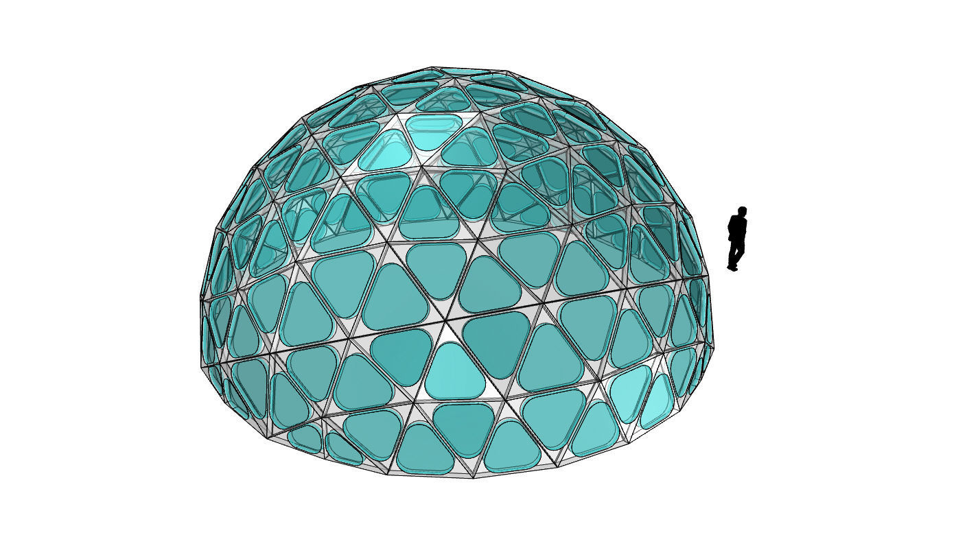 Geodesic Dome with Dynamic Perforations and glass panels 3D model_73