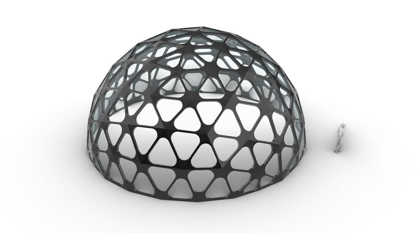 Geodesic Dome with Dynamic Perforations and glass panels 3D model_35