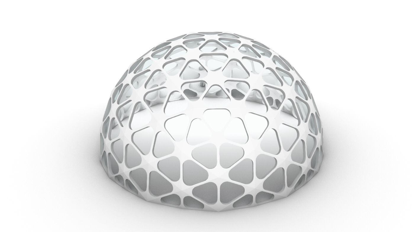 Geodesic Dome with Dynamic Perforations and glass panels 3D model_49
