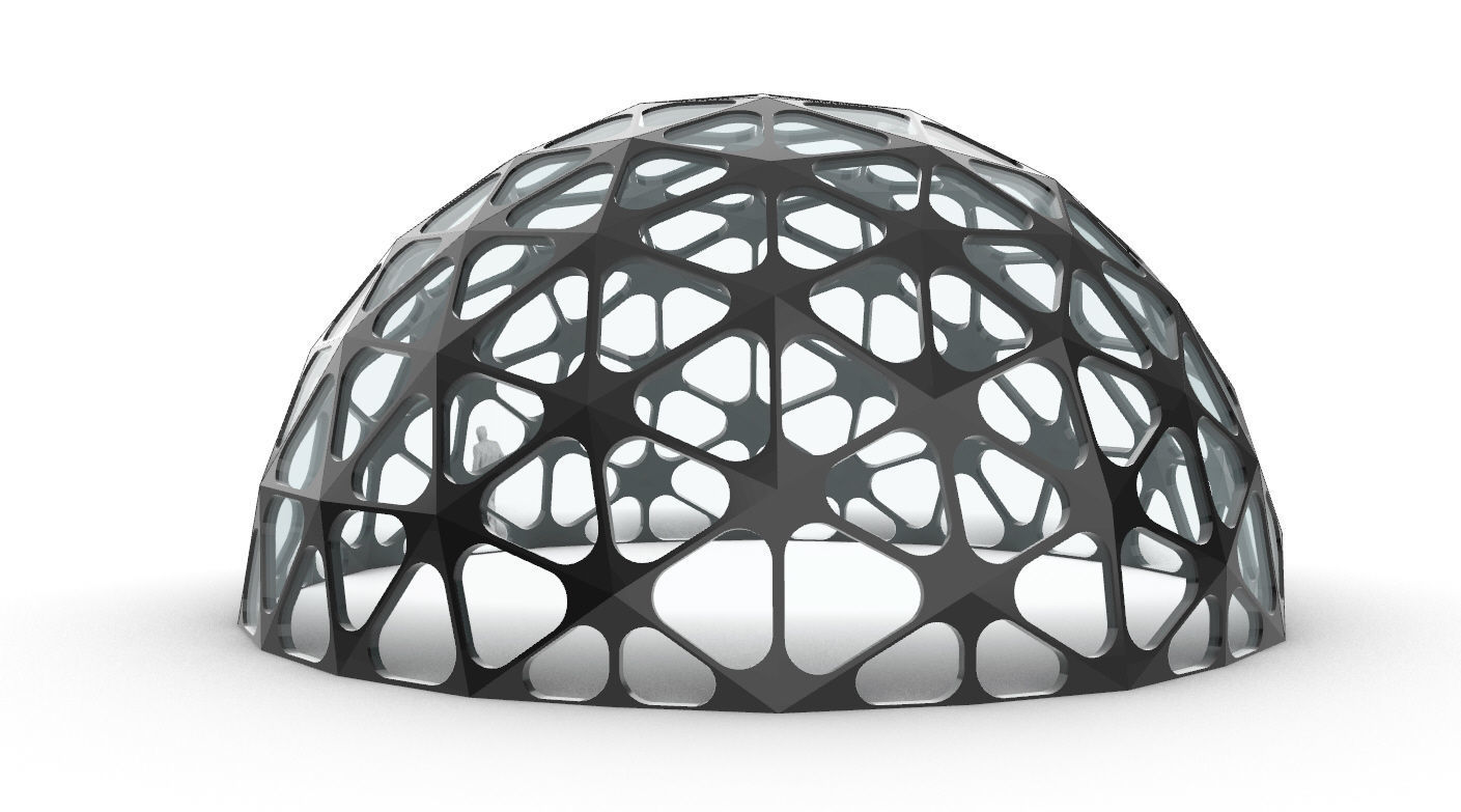 Geodesic Dome with Dynamic Perforations and glass panels 3D model_15
