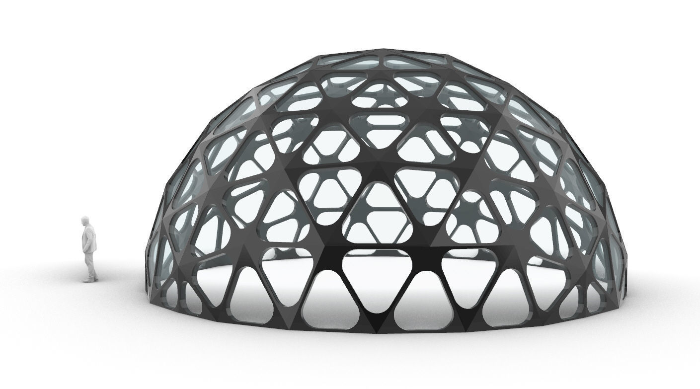 Geodesic Dome with Dynamic Perforations and glass panels 3D model_17