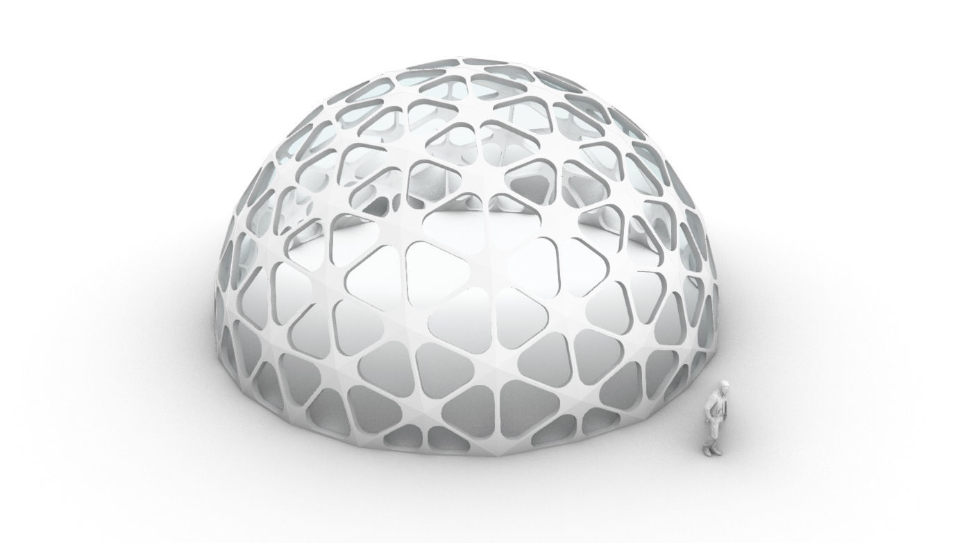 Geodesic Dome with Dynamic Perforations and glass panels 3D model_57