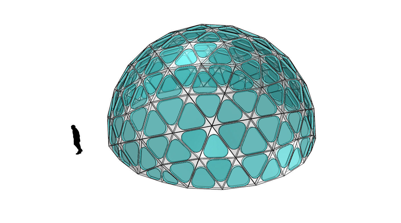 Geodesic Dome with Dynamic Perforations and glass panels 3D model_62