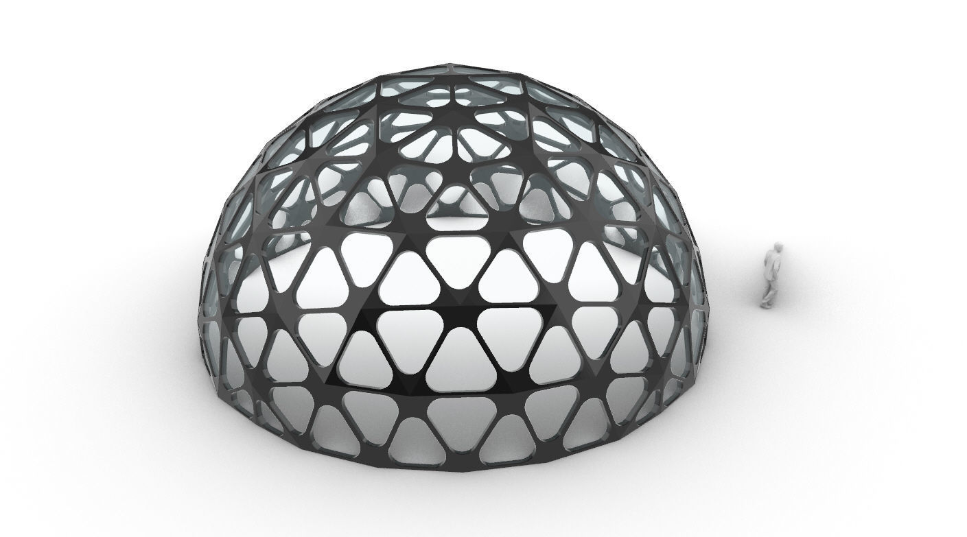 Geodesic Dome with Dynamic Perforations and glass panels 3D model_34