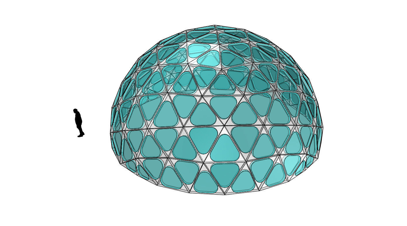 Geodesic Dome with Dynamic Perforations and glass panels 3D model_64