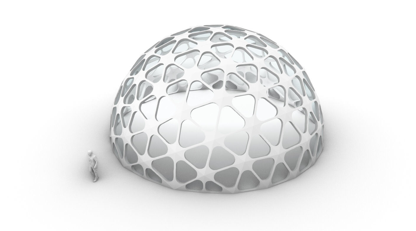 Geodesic Dome with Dynamic Perforations and glass panels 3D model_42