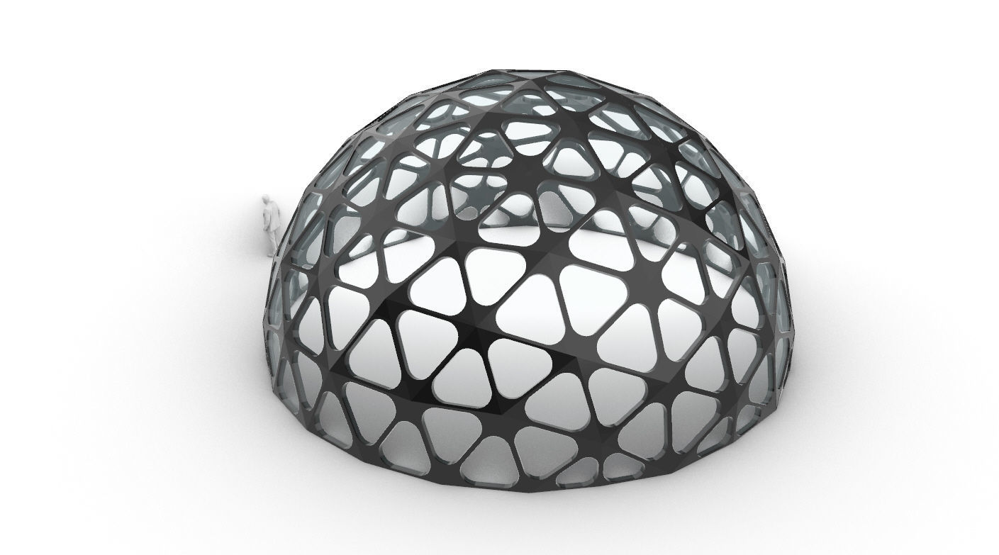 Geodesic Dome with Dynamic Perforations and glass panels 3D model_26