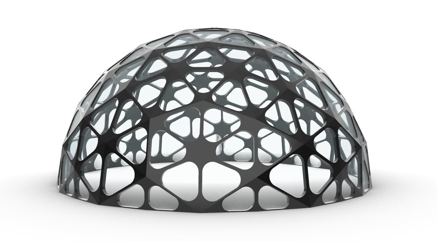 Geodesic Dome with Dynamic Perforations and glass panels 3D model_19