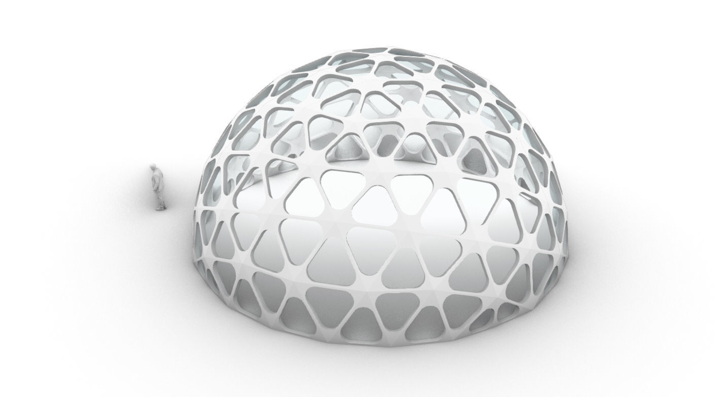 Geodesic Dome with Dynamic Perforations and glass panels 3D model_45