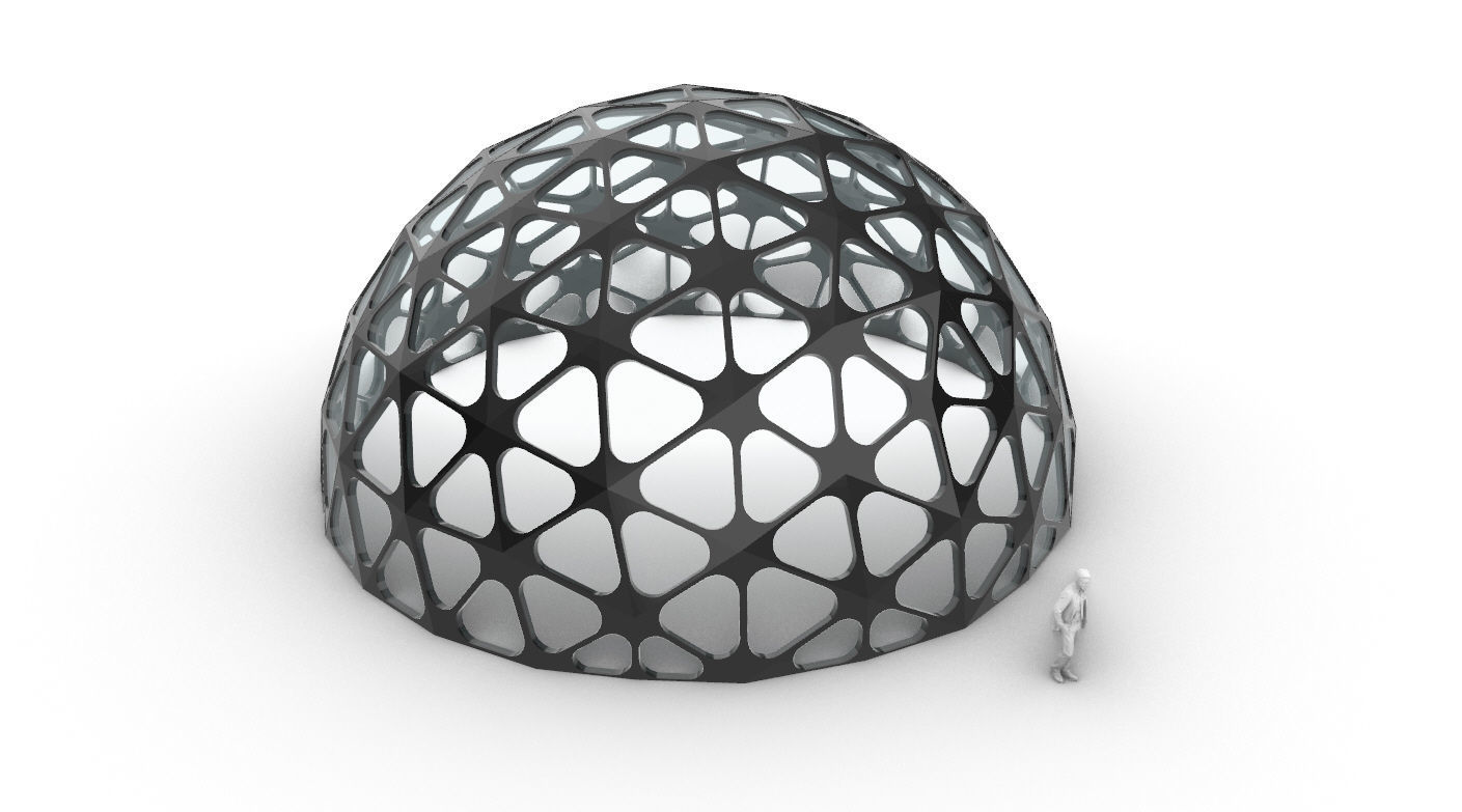 Geodesic Dome with Dynamic Perforations and glass panels 3D model_37