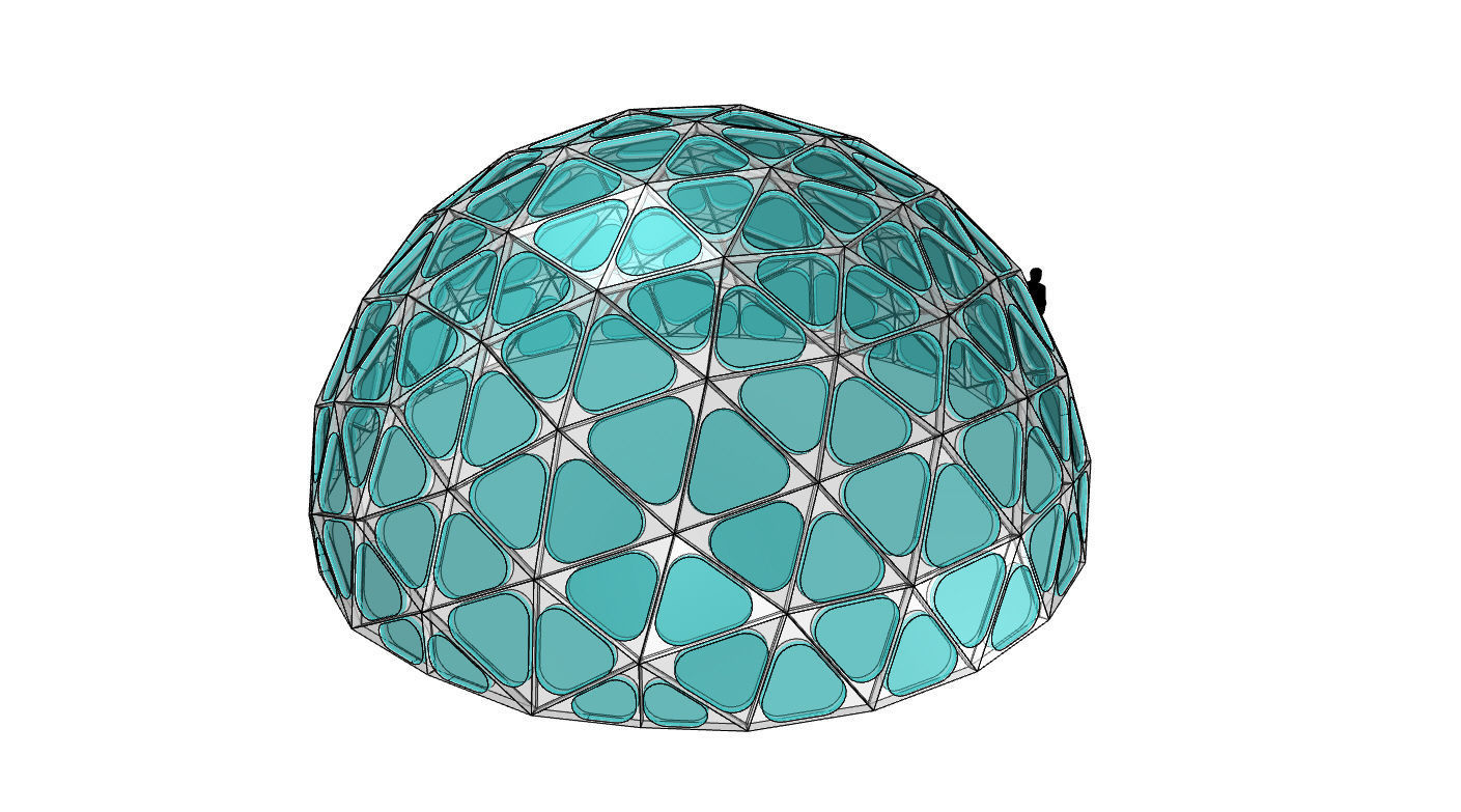 Geodesic Dome with Dynamic Perforations and glass panels 3D model_72