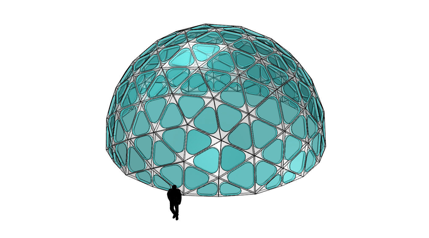 Geodesic Dome with Dynamic Perforations and glass panels 3D model_61