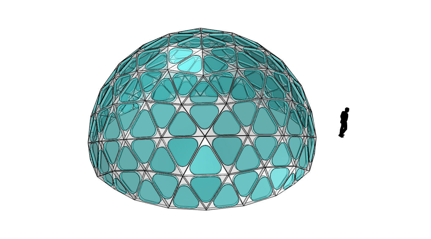 Geodesic Dome with Dynamic Perforations and glass panels 3D model_74