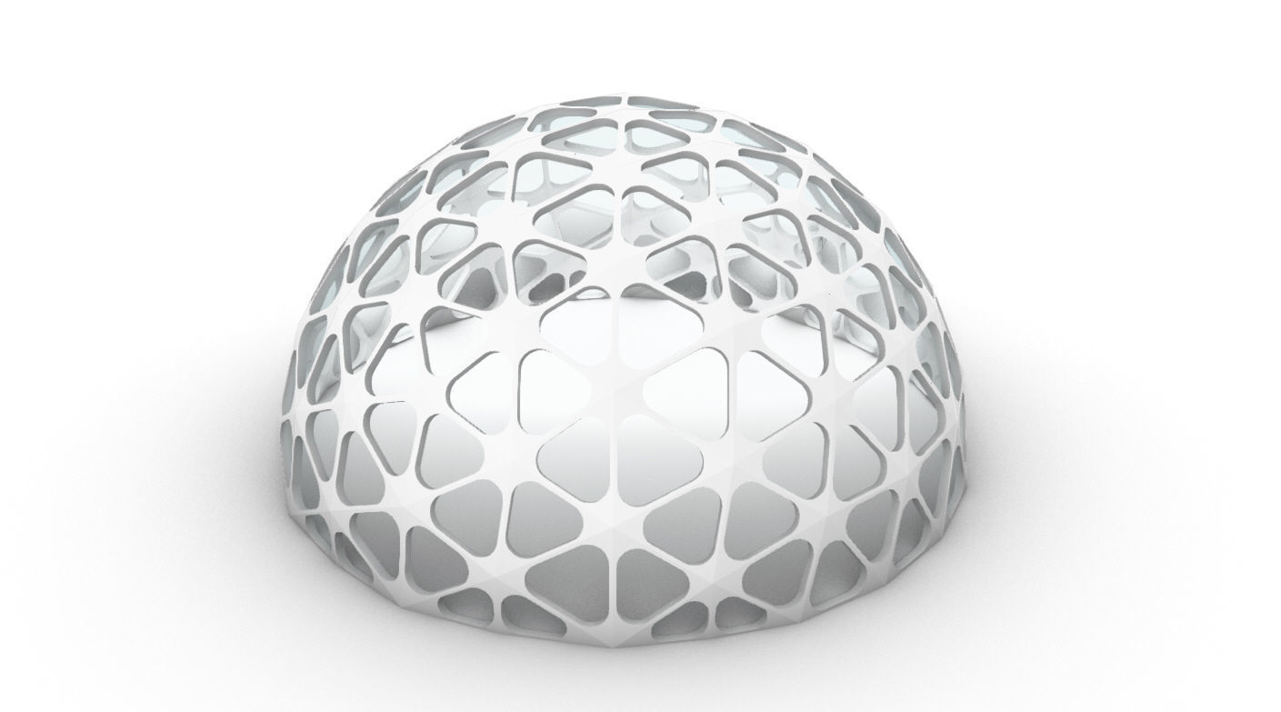 Geodesic Dome with Dynamic Perforations and glass panels 3D model_51