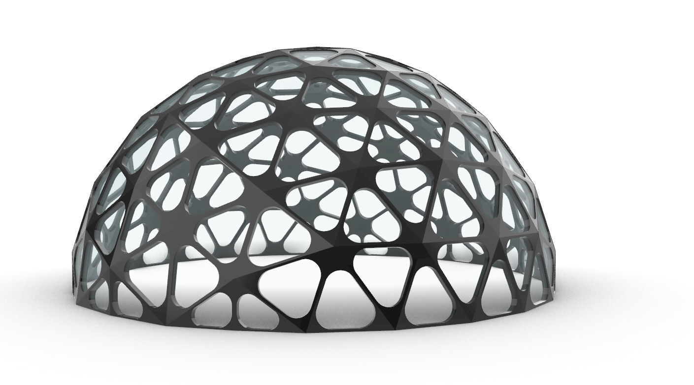 Geodesic Dome with Dynamic Perforations and glass panels 3D model_8