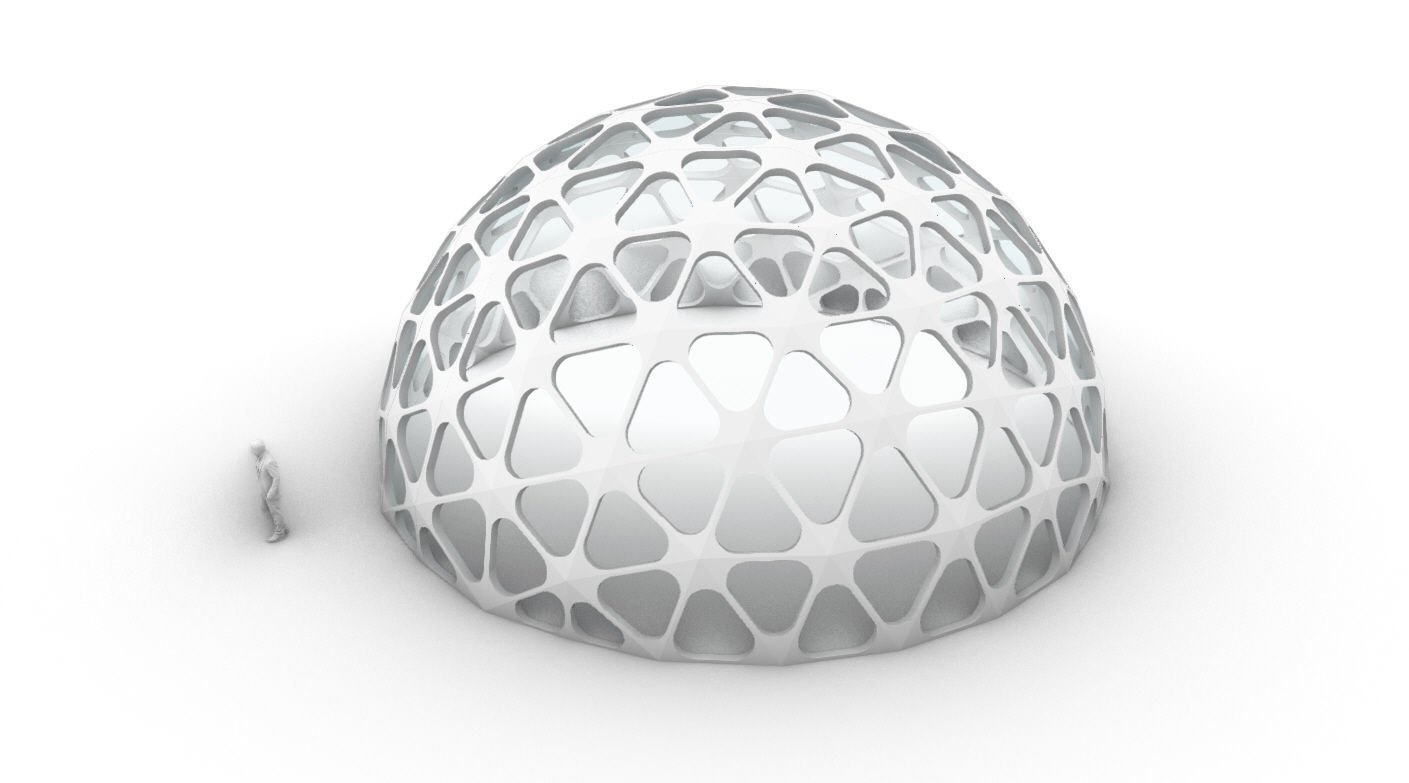 Geodesic Dome with Dynamic Perforations and glass panels 3D model_43