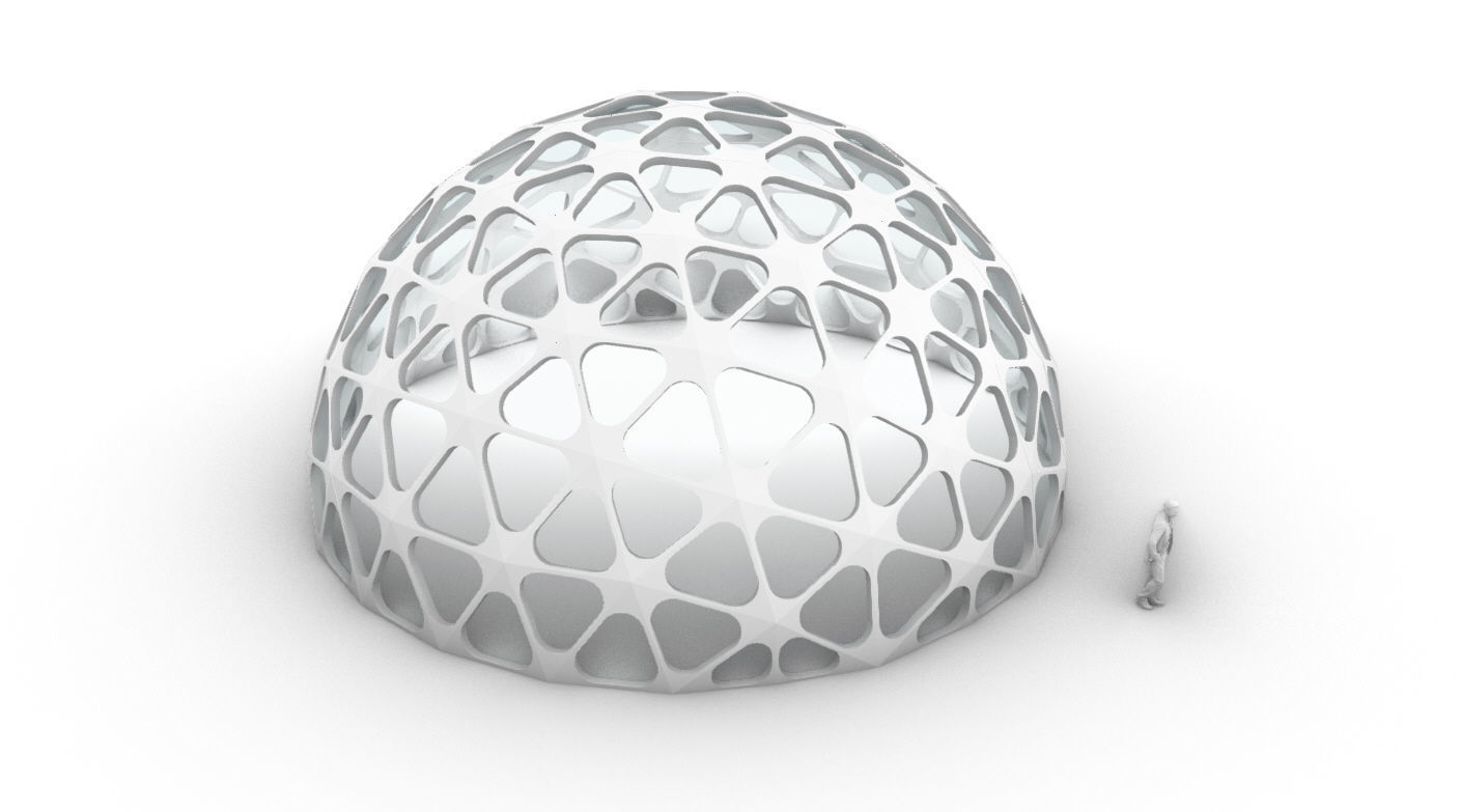 Geodesic Dome with Dynamic Perforations and glass panels 3D model_56