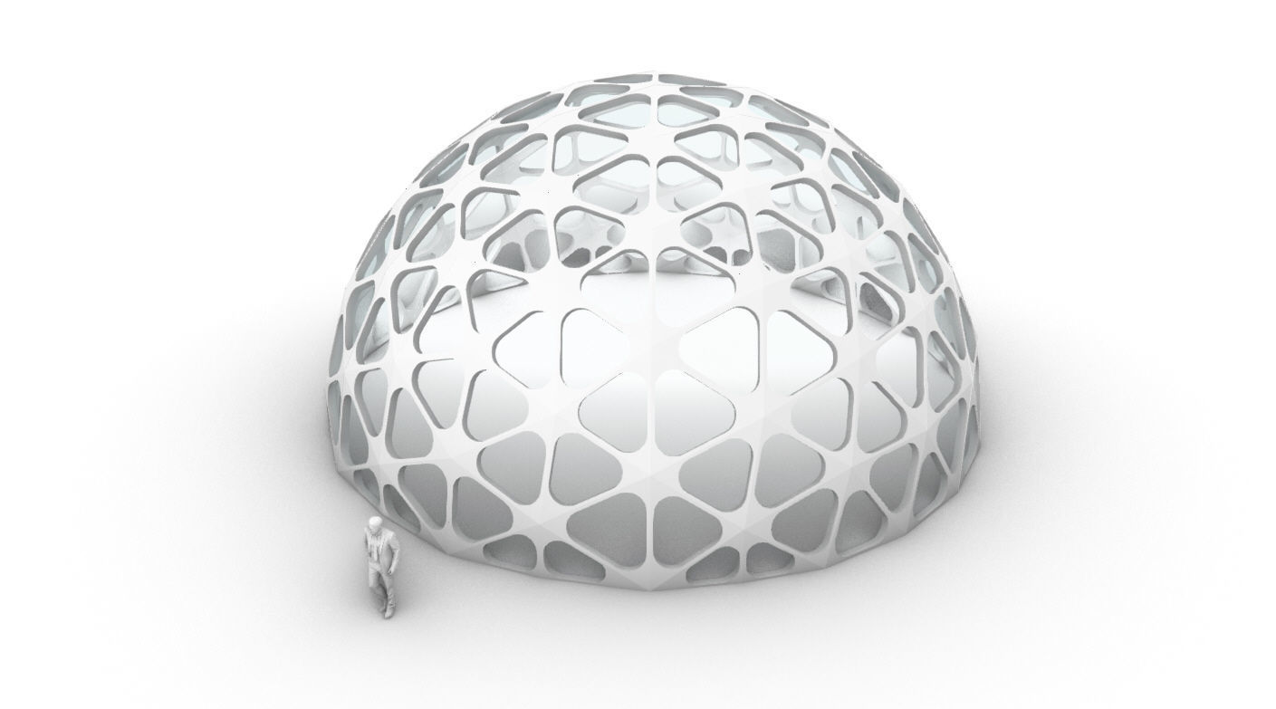 Geodesic Dome with Dynamic Perforations and glass panels 3D model_41