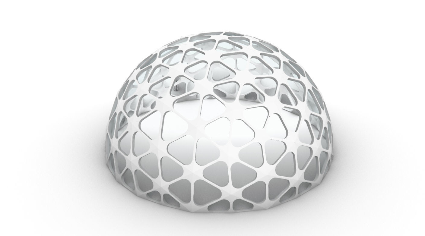 Geodesic Dome with Dynamic Perforations and glass panels 3D model_46