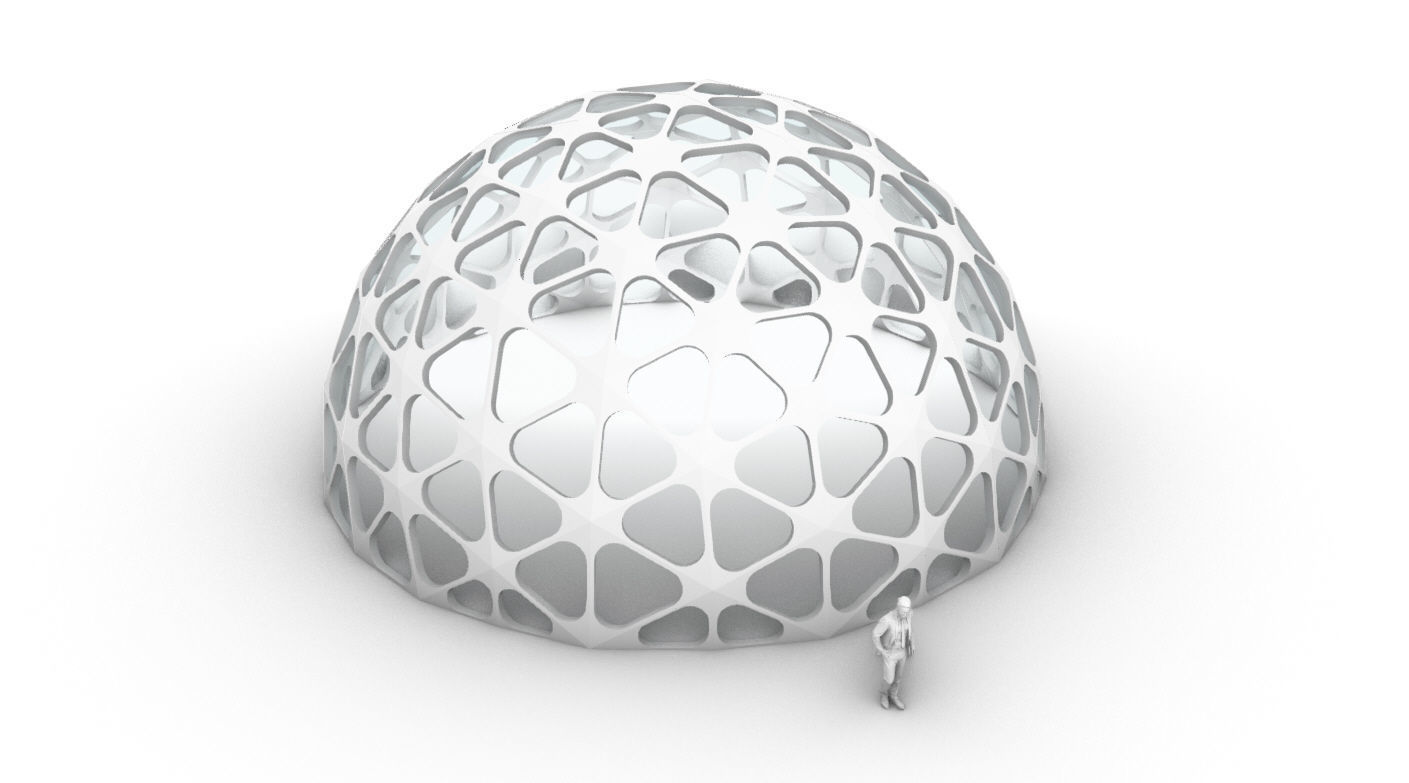 Geodesic Dome with Dynamic Perforations and glass panels 3D model_58