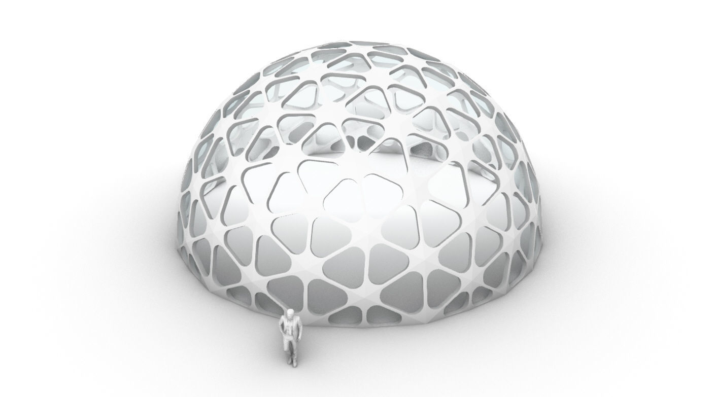Geodesic Dome with Dynamic Perforations and glass panels 3D model_40