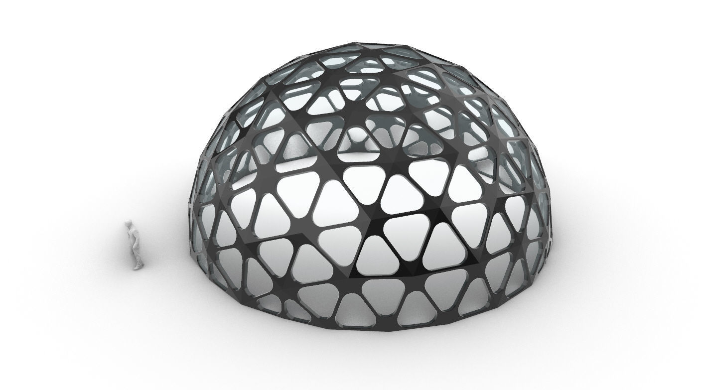 Geodesic Dome with Dynamic Perforations and glass panels 3D model_25