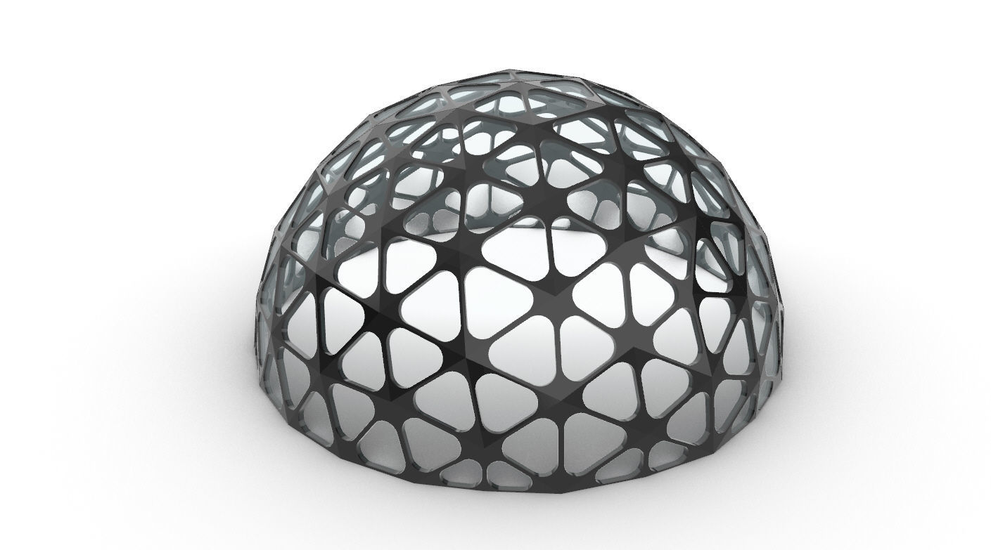 Geodesic Dome with Dynamic Perforations and glass panels 3D model_27