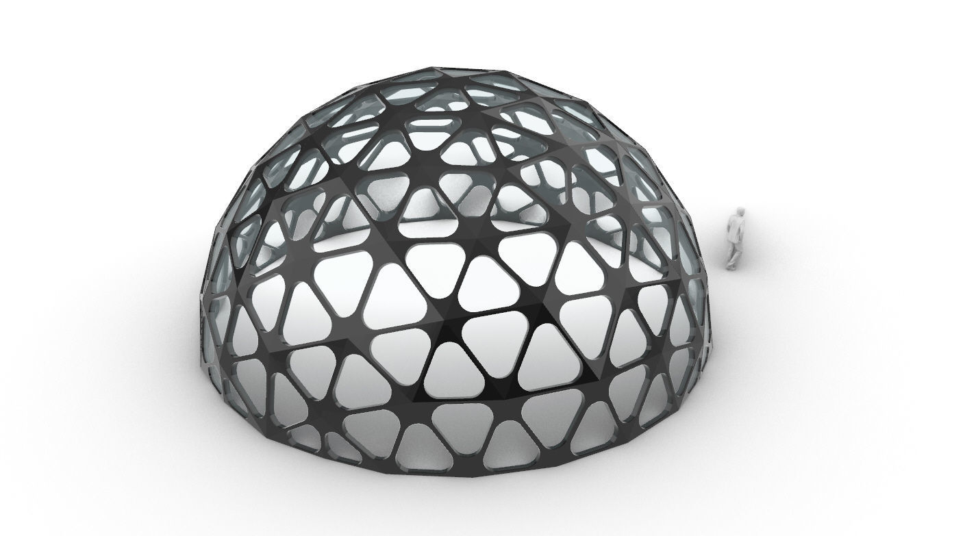 Geodesic Dome with Dynamic Perforations and glass panels 3D model_33