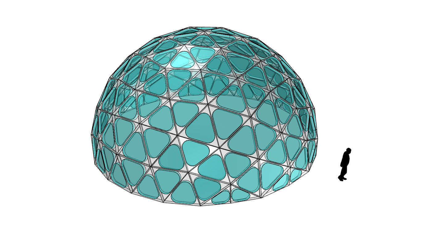 Geodesic Dome with Dynamic Perforations and glass panels 3D model_77