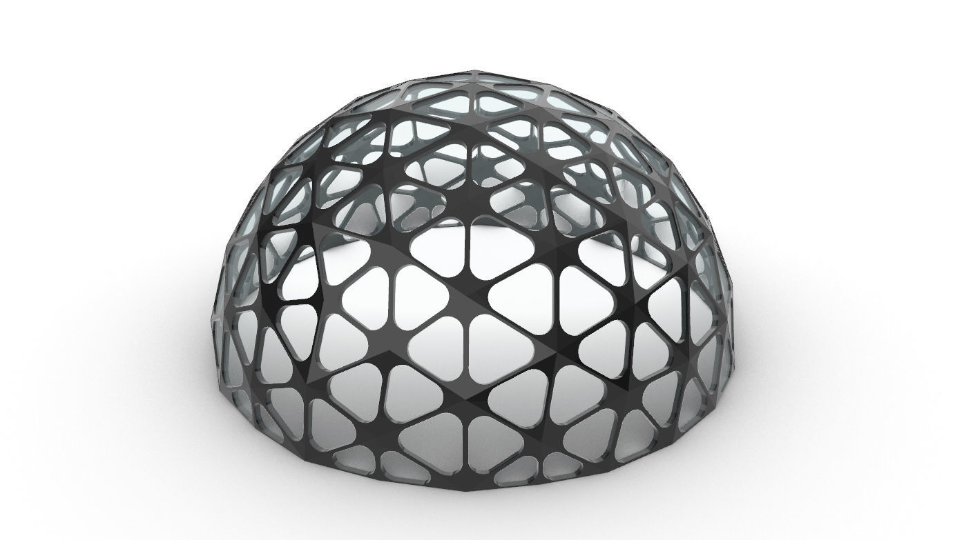 Geodesic Dome with Dynamic Perforations and glass panels 3D model_32