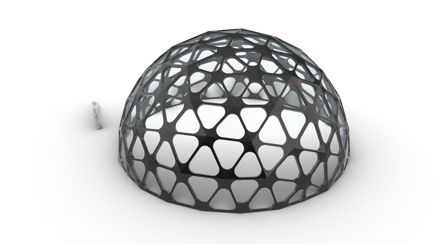 Geodesic Dome with Dynamic Perforations and glass panels 3D model_24