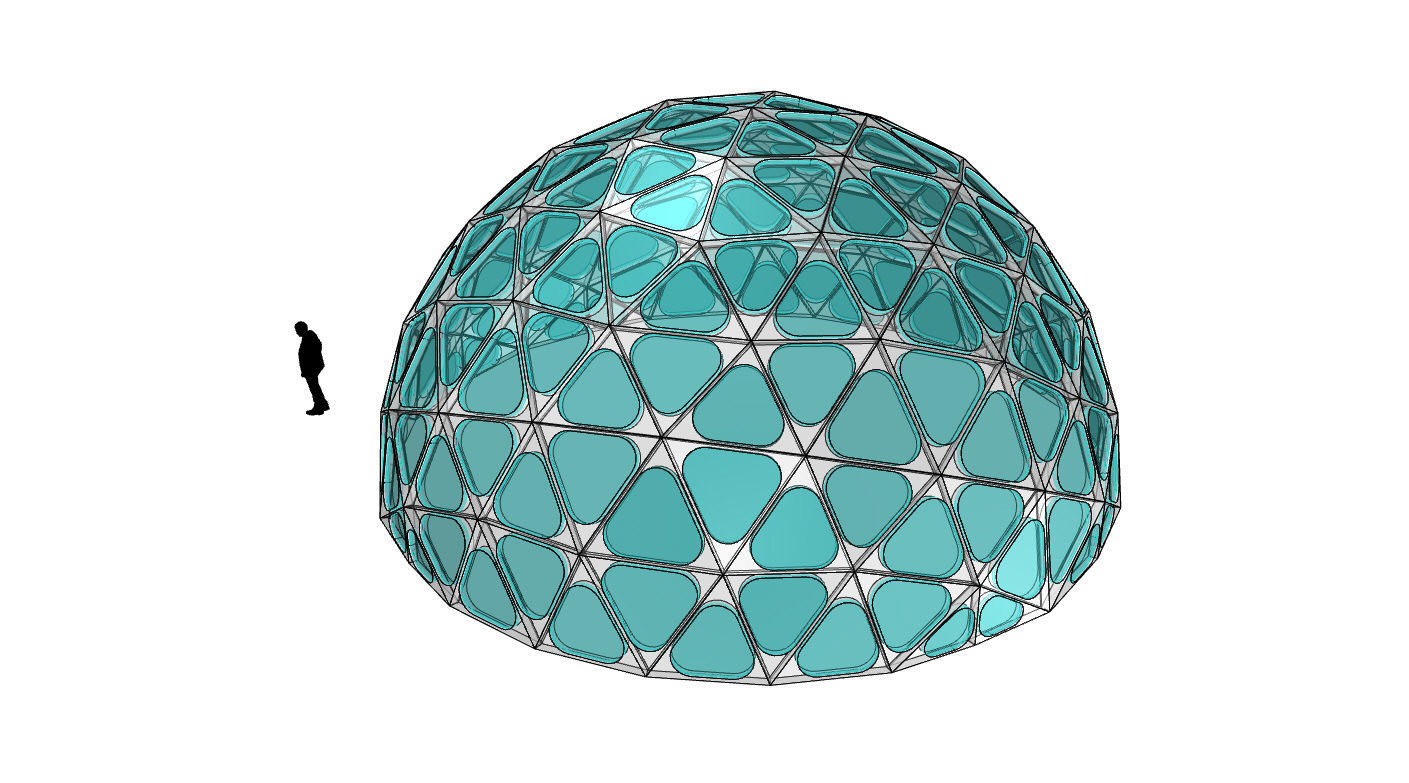 Geodesic Dome with Dynamic Perforations and glass panels 3D model_65