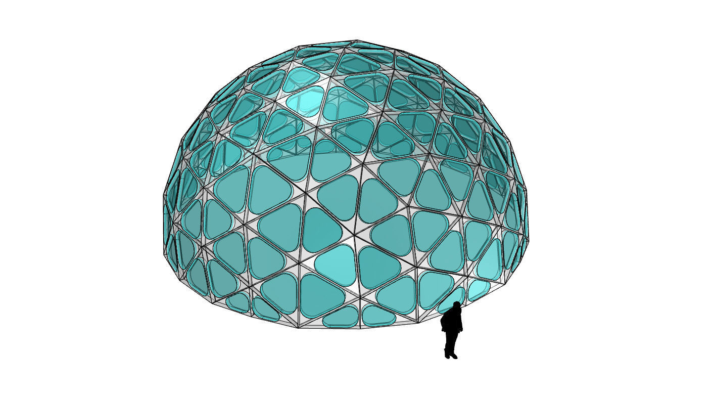 Geodesic Dome with Dynamic Perforations and glass panels 3D model_78