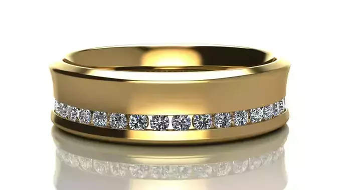 Diamond Line Wedding Band 3D print model