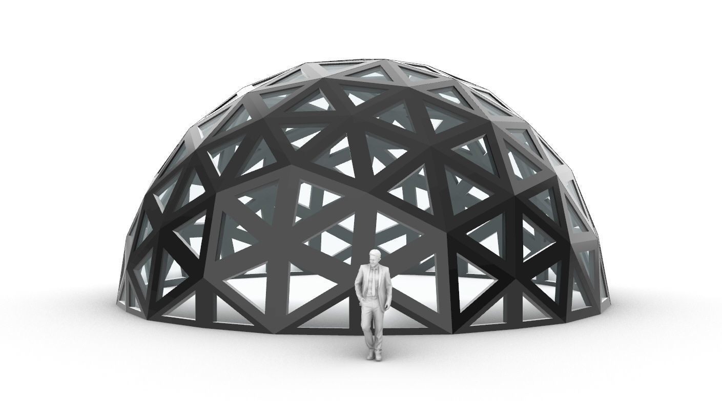 Geodesic Dome with Dynamic Perforations and glass panels