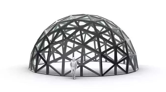 Geodesic Dome with Dynamic Perforations and glass panels