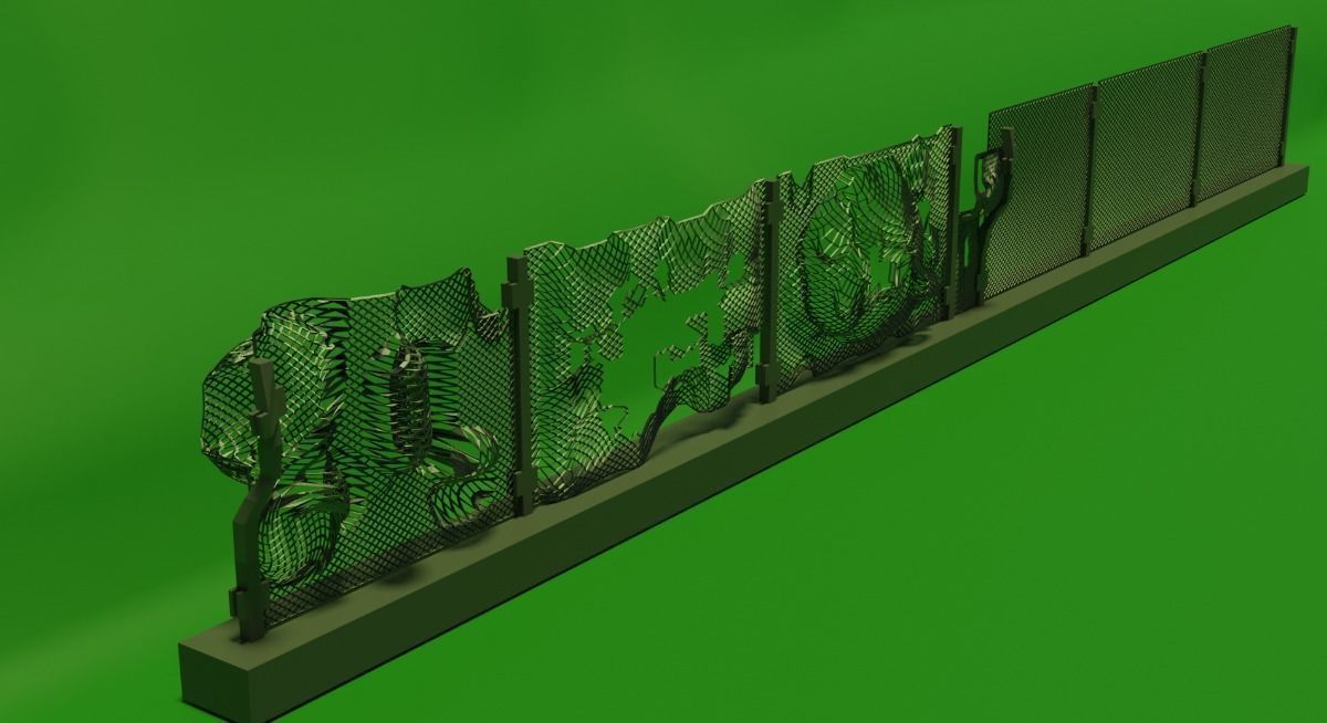 chain-link fences 3D model_2
