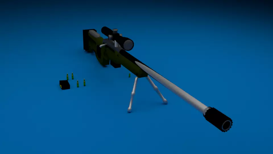 awm sniper high poly  Low-poly 3D model_0