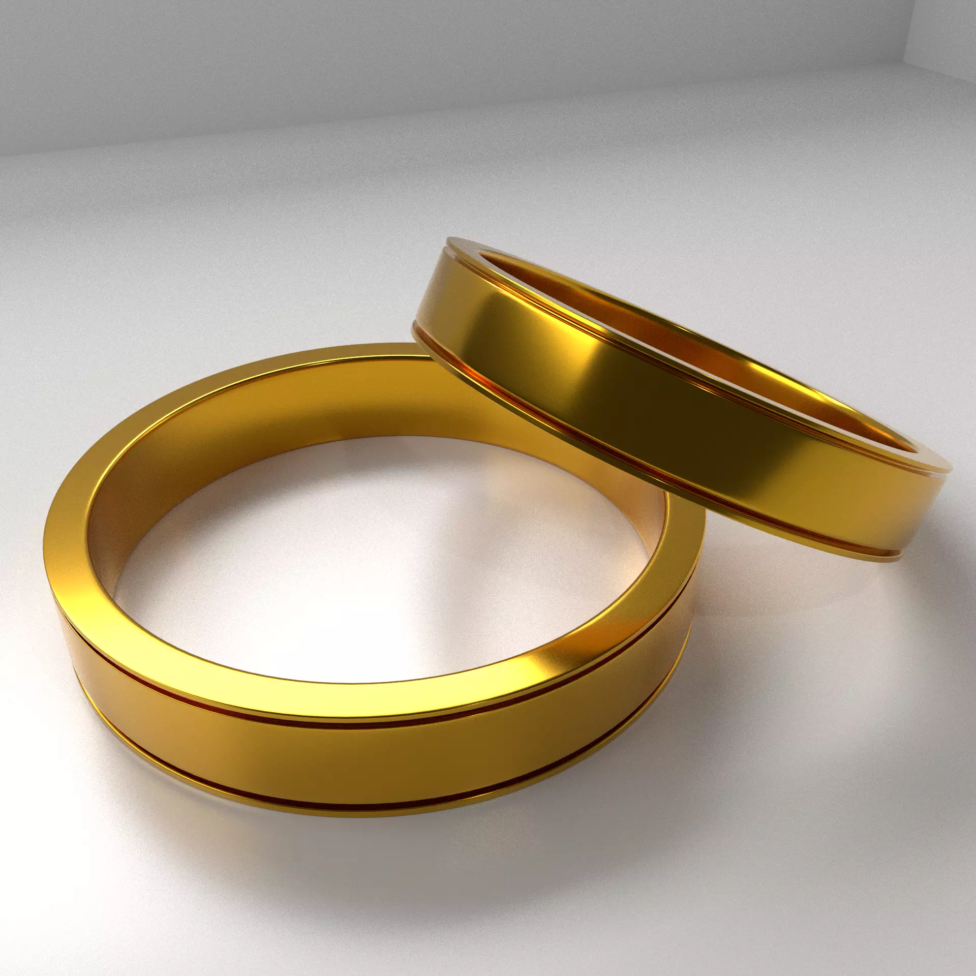 Couple Gold Ring 3D model_0