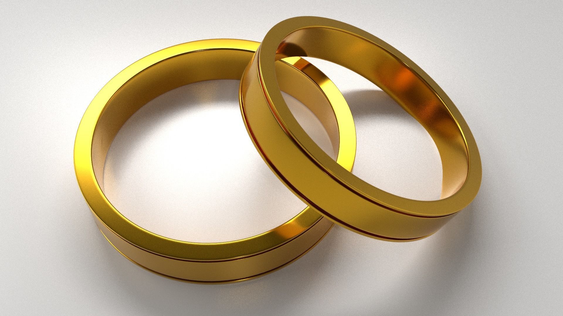 Couple Gold Ring 3D model_1