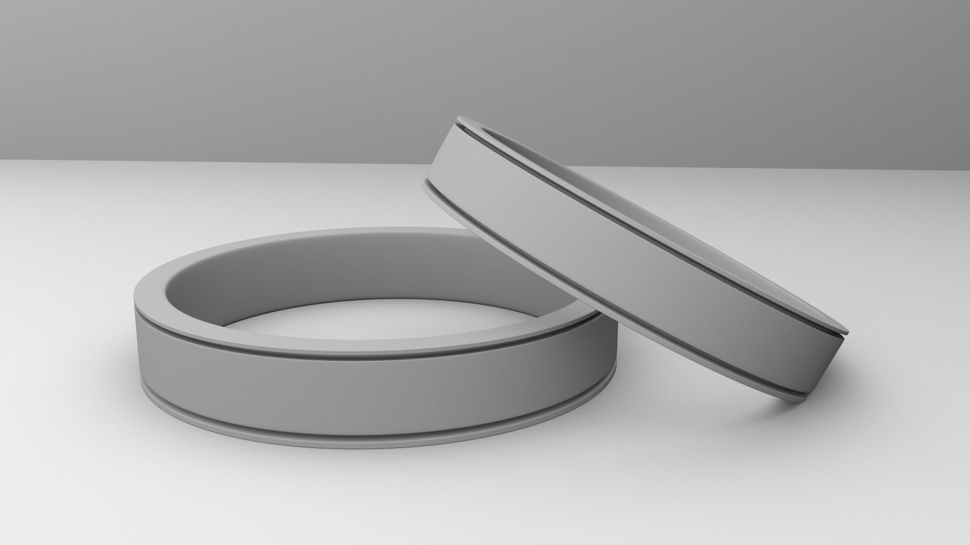 Couple Gold Ring 3D model_3