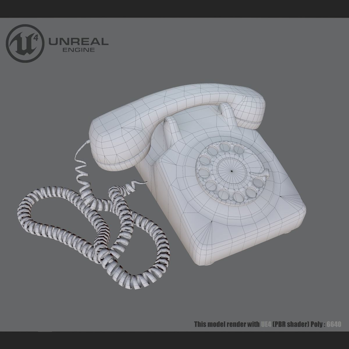 Vintage phone Low-poly 3D model_7
